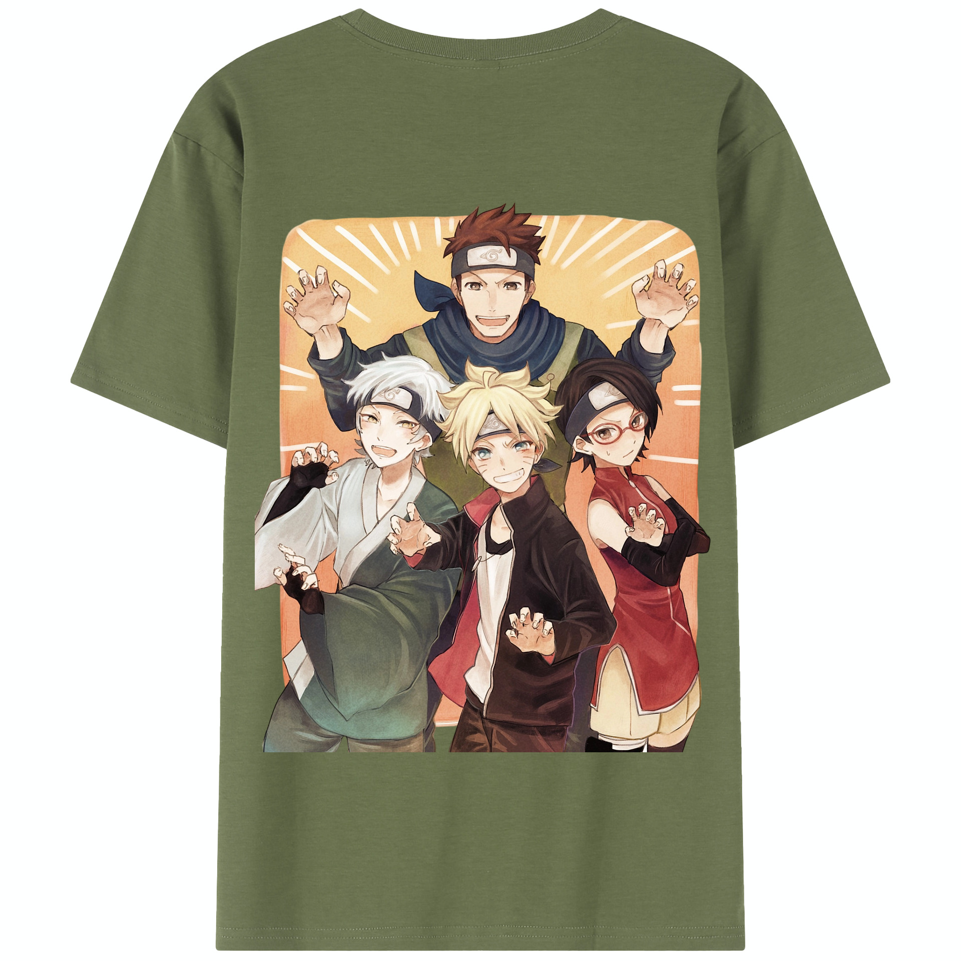 （画像用） NARUTO -ナルト- うちは サラダ Uchiha Sarada 綿100％半袖Tシャツ（背面プリント）